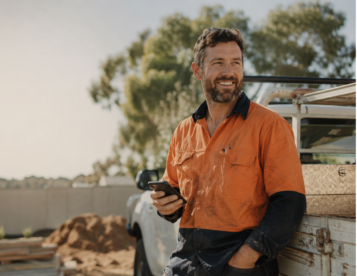 An Australian tradie using the Yamate app on the job
