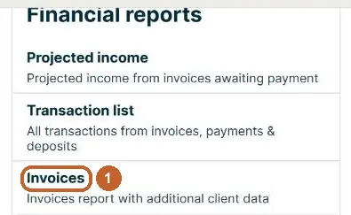 Jobber Reports: Invoices circled (step 1)